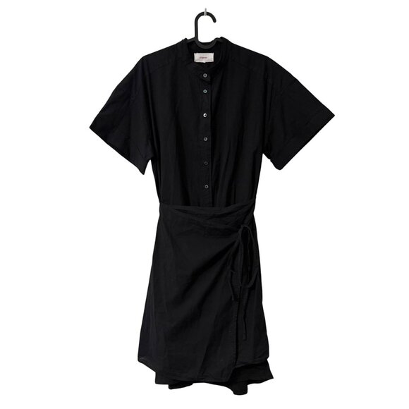 Xirena Agnes Black Button Faux Wrap Short Sleeve Dress Womens Size XSmall - Picture 1 of 5